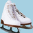 identical ice skates with white boots and brown laces on a light blue background, overlaid with pink text reading "IT'S NOT JUST ICE SKATING," and some showing "IT'S A WAY OF LIFE!"