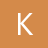 White pixelated letter K on solid brown background with slight transparency effect on vertical stem.