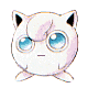 twelve identical cartoon cat-like creatures with large blue eyes, pinkish-white fur, and black-tipped ears, each in a neutral pose against a gray background