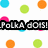 A static image with colorful pixelated dots on a white background and black text reading 'Polka dOIS!' in the center.