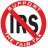 Red circular border encloses black 'IRS' text with diagonal red line crossing through it on white background.