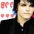 Static pixel art image of a person with light skin and dark hair wearing black clothing, next to red text reading "BFF" above three heart symbols.