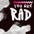 identical pixelated icons featuring 'YOU ARE RAD' text over a black and white cloud background with pink accents