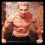 A pixelated animated sequence showing a shirtless muscular man in three views: full upper body, close-up face, and torso detail.