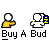 Pixelated animation of two figures exchanging a blue and yellow object with text below.