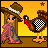Pixel art animation frames featuring a cartoon girl and turkey with "HAPPY TURKEY DAY!" text on yellow backgrounds, some frames showing character pose changes while others display text variations.