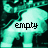Pixelated icon with teal and black background featuring the word 'empty' in blocky lowercase letters.