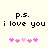 Pixelated text 'p.s. i love you' in black with pink heart symbols below on a light background.