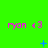 Green background with repeated pink 'ryon +3' text and blue animated symbols changing across frames.