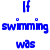 A static image of blue pixelated text on a white background with a gray transparency indicator, forming the phrase "If any swimming easier was be called Football".