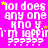 A bright pink background with repeated white pixelated text reading "lol does any one kno y i'm laffin' ????" and small yellow stars scattered throughout.