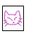Animated sequence showing a purple cat face outline transforming into an envelope with white paper, then closing and shrinking to small icons.