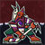 Pixelated 50x50 static icon of a stylized animal mascot with multiple limbs and colorful segmented body parts against dark background.
