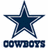 A blue star with white outline and 'COWBOYS' text below on white background, transitioning to a blue star with white outline on black background.
