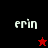 Four display 'erin' text with star symbols; top-left black background has red star, bottom-right dark red background has no star, bottom-left red background has black star
