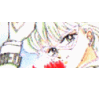 Animated image shows a chibi-style character with light hair and red lips holding a heart-shaped object, transitioning to a card with red hearts and the text 'Shv' with a black star.