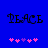 Blue background with black 'PEACE' text and pink/purple heart symbols in two states.