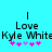 Cyan background with black text reading "Love Kyle White" and five pink/purple asterisks below, showing two animation frames where the middle purple asterisk shifts position.