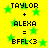 Yellow background with green stars and black text reading "TAYLOR + ALEXA = BFFL<3" in two identical vertical