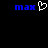 Blue text 'max' appears on both sides of a white pixelated heart symbol against a black background.