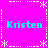 Bright magenta background with white dashed lines and asterisk-like symbols forming a , four instances of cyan text "Kristen" at corners