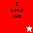 A four- displays 'I Love Him' text with a white star on red background and a red star on white background