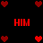 Red pixelated hearts and 'HIM' text arranged in a on black background, with heart positions shifting across frames