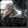 Animated sequence of a pale-haired figure in dark clothing with 'LEGOLAS' text on the left, showing changing background scenes and character poses.
