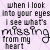 A contact sheet of 17 animated frames showing a repeating text-based animation with black script-style text on a light purple background, featuring the phrases "when I look into your eyes" and "I see what's missing from my heart" in alternating lines.