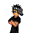 Pixel art contact sheet showing two frames of an animated icon with a character and text reading "I'm A PIMP" on black background.