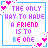 Pixel art of six identical frames showing a quote in purple and pink text within blue borders, each frame containing small heart symbols