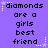 Pixelated text on purple background with white star accents, repeating 'diamonds are a girls best friend' in two across six