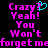 Pixelated text in bright pink and cyan on black background with a heart symbol replacing the question mark in 'Crazy?'