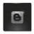 Static grayscale icon with a rounded square frame containing a stylized 'B' symbol on a dark background.