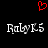 Red pixelated heart symbol above two identical pixelated text strings on black background.