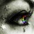 A pixelated static image shows a dark figure with rainbow-colored accents against a light gray background.