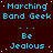 A static digital image displays repeating text in blue pixelated font on a dark brown background with scattered white dots.