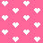 Pixelated white heart shapes arranged in a repeating pattern on a solid pink background.