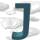 stylized letter J icons in varying shades of teal against a background of light gray cloud shapes, with one icon partially obscured by a gray rectangle