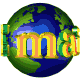 Animated sequence of Earth globe icons with changing text overlays, each frame showing a different letter or partial word in yellow-orange gradient font.