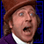 six blue with white text and a partial image of a person in a brown top hat and purple coat on the top-left
