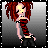 A 4-frame animated contact sheet showing a pixel-art gothic-style character with red hair and striped top in two poses against a gray gradient background, labeled "Gothic Princess" at the bottom of each frame.