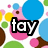 Pixelated icon with bold black-and-white 'toy' text over pink bubble, surrounded by scattered blue, green, yellow, and brown circular shapes on white background.