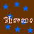 Brown background with scattered blue stars and repeated light pink text reading 'Blaze' in a pixelated font.