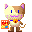 Pixel art cat character in 4x3 contact sheet showing animation frames with varying expressions and props.