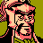 Pixelated 48x48 static icon of a character with pink hair, black glasses, and a green background rendered in low-resolution digital art style.