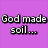 Pixelated text on purple and gray backgrounds with partial phrases about God creating soil and sky, and falling in love with Rueben.
