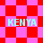 Pixelated red and pink checkered background with four instances of the word KENYA in light blue text.