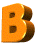 Animated sequence of a 3D orange letter B rotating through multiple angles against white and gray backgrounds.