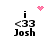 Pixelated icon with black text 'i <33 Josh' and pink heart or sparkles above the 'i' in four variations.